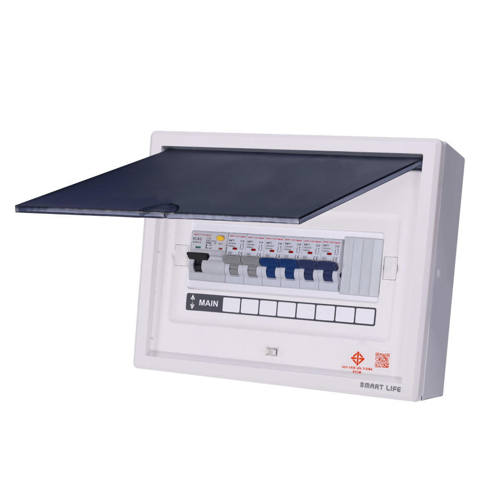 ชุดตู้คอนซูมเมอร์ 6 ช่อง เบรคเกอร์กันดูด 32 แอมป์ เซฟ-ที-คัท สมาร์ท รุ่น F2